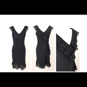 WHBM Sheer Ruffle Faux Wrap Flapper Dress Size 4
